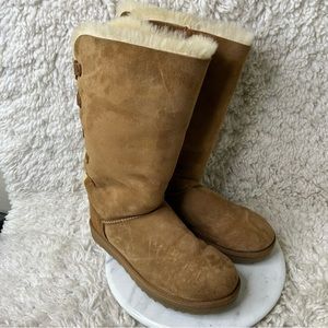 UGG Kristabelle Tall Womens 9 Chestnut Brown Leather Shearling Lined Boots